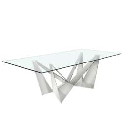 Rackhams Rectangular tempered glass and chrome-plated steel dining table 1049 - 240 x 120 x 75