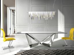 Rackhams Rectangular tempered glass and chrome-plated steel dining table 1049 - 240 x 120 x 75 - thumbnail 6