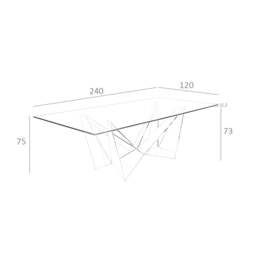 Rackhams Rectangular tempered glass and chrome-plated steel dining table 1049 - 240 x 120 x 75 - thumbnail 3