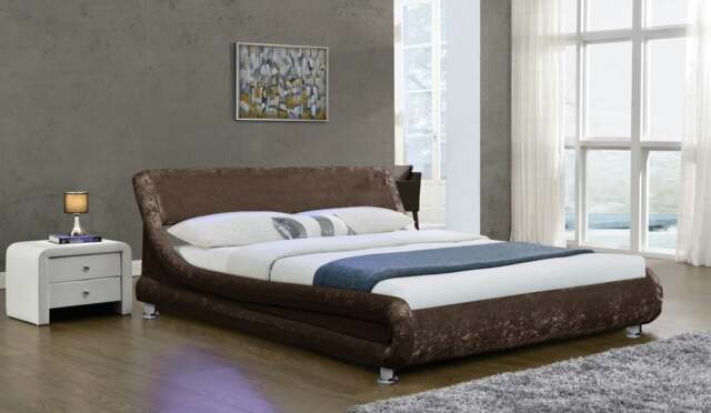 Rackhams Mallorca Crushed Velvet Bed Frame - Luxurious & Plush Statement Piece for Your Bedroom - Brown - 5ft - image 1