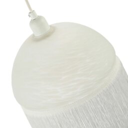 Rackhams Traditional Opal White Domed Glass Pendant Shade with Long Tassels - thumbnail 3