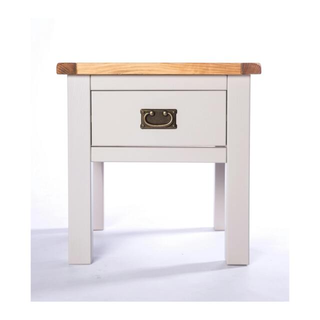 Rackhams Argenta Light Grey 1 Drawer Side Table Brass Drop Handle - image 1