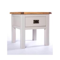 Rackhams Argenta Light Grey 1 Drawer Side Table Brass Drop Handle - thumbnail 3