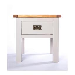 Rackhams Argenta Light Grey 1 Drawer Side Table Brass Drop Handle - thumbnail 1