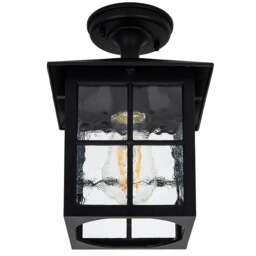 Rackhams Matt Black Die-Cast Aluminium Traditional Lantern Porch Ceiling Light Fitting - thumbnail 2
