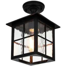 Rackhams Matt Black Die-Cast Aluminium Traditional Lantern Porch Ceiling Light Fitting - thumbnail 4