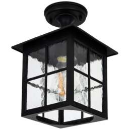 Rackhams Matt Black Die-Cast Aluminium Traditional Lantern Porch Ceiling Light Fitting - thumbnail 5