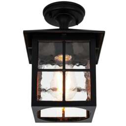 Rackhams Matt Black Die-Cast Aluminium Traditional Lantern Porch Ceiling Light Fitting - thumbnail 3