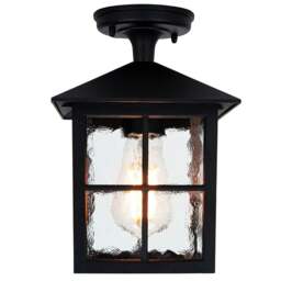 Rackhams Matt Black Die-Cast Aluminium Traditional Lantern Porch Ceiling Light Fitting - thumbnail 6