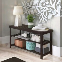 Rackhams Wooden 3 Tier Shoe Storage Bench For Hallway Dark Brown - thumbnail 4