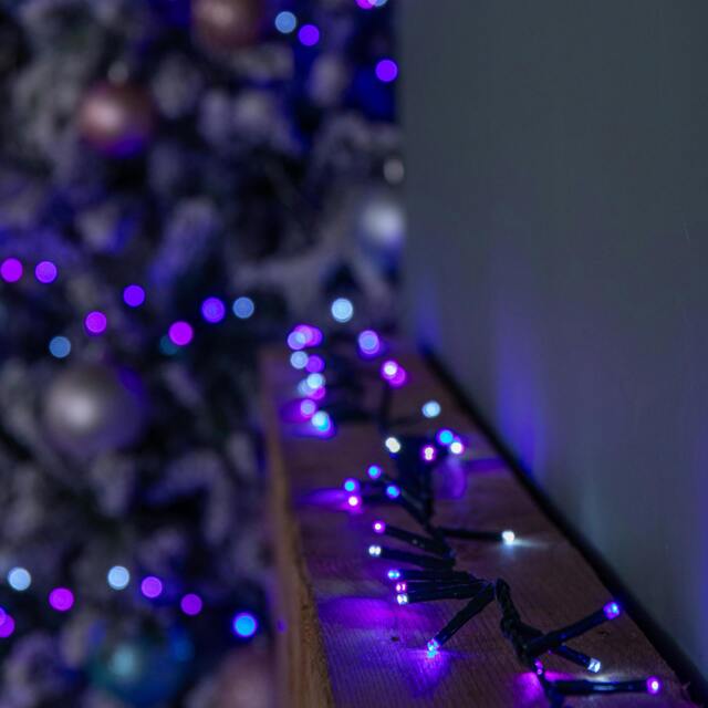 Rackhams 37.5m 1500 LED TreeBrights Christmas String Lights with Timer in Blue, White & Purple - image 1