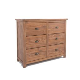 Rackhams Padua 6 Drawer Chest of Drawers Brass Cup Handle - Brown