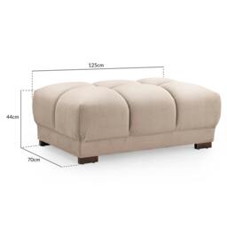 Rackhams Zura Plush Velvet Large Footstool Sofa Accessory - Cream, Grey or Mocha - Mocha - thumbnail 3