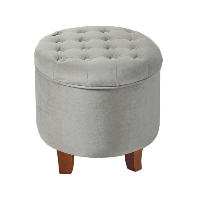Rackhams Cambridge Tufted Round Storage Ottoman Footstool - Dove Grey - Dove Grey - image 1