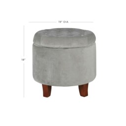 Rackhams Cambridge Tufted Round Storage Ottoman Footstool - Dove Grey - Dove Grey - thumbnail 5