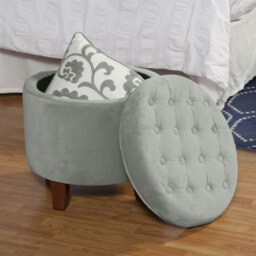Rackhams Cambridge Tufted Round Storage Ottoman Footstool - Dove Grey - Dove Grey - thumbnail 2