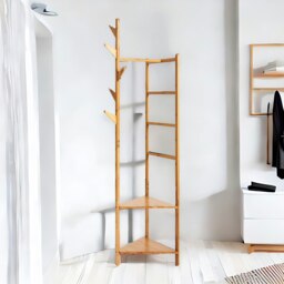 Rackhams Wooden Coat Rack Stand With 2 Shelves - thumbnail 5