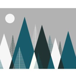 Rackhams Graphic Mountains Wall Mural - Grey & Peacock - Grey & Peacock - Medium - W300cm x H240cm - thumbnail 2