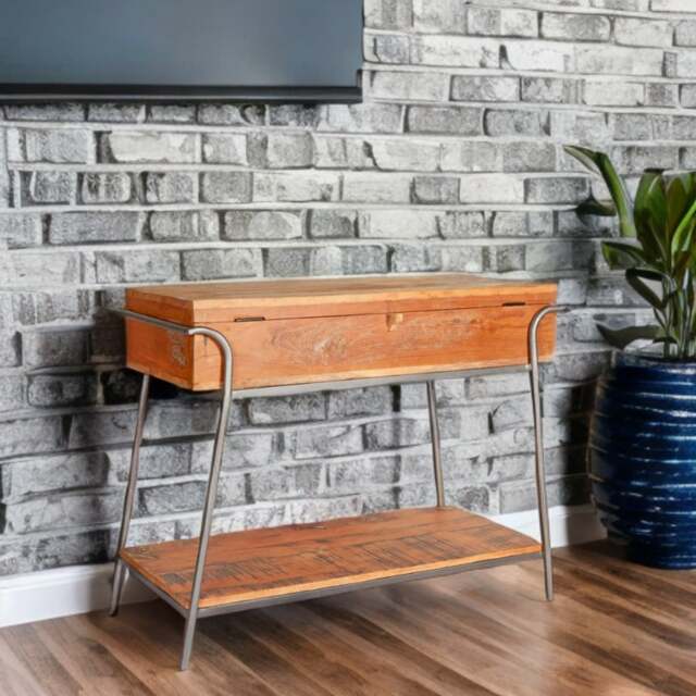 Rackhams Oakland Reclaimed Box Console Table Metal and Wood - Wood - 1 - 110CM X 40CM X 80CM (LXDXH) - image 1