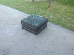 Rackhams Square Rattan Coffee Table - Dark Grey Mixed - thumbnail 3