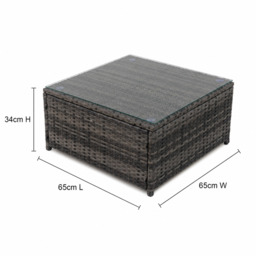 Rackhams Square Rattan Coffee Table - Dark Grey Mixed - thumbnail 2