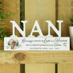 Rackhams Personalised Botanical Memorial Photo Upload Wooden Nan Ornament - thumbnail 2