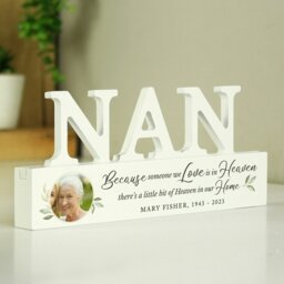 Rackhams Personalised Botanical Memorial Photo Upload Wooden Nan Ornament - thumbnail 4