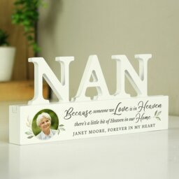 Rackhams Personalised Botanical Memorial Photo Upload Wooden Nan Ornament
