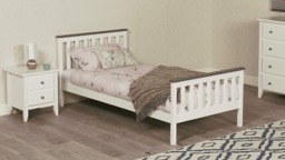 Rackhams Shanghai White Pine Bed Frame with Grey Plinth Single to King - 4FT6 - thumbnail 3
