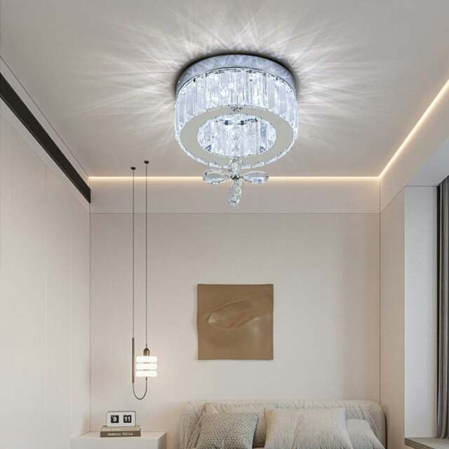 Rackhams Modern Round Crystal Ceiling Light with Crystal Pendant - L - image 1