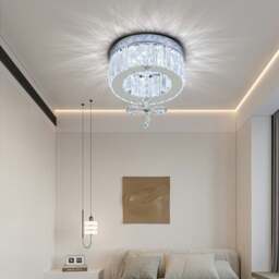 Rackhams Modern Round Crystal Ceiling Light with Crystal Pendant - L - thumbnail 1