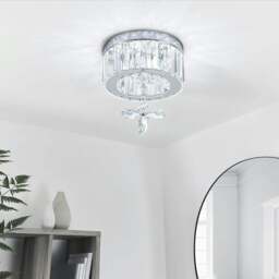 Rackhams Modern Round Crystal Ceiling Light with Crystal Pendant - L - thumbnail 2