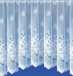 "Rackhams Floral Design Net Lace Curtain Jardiniere with Elevated Base - White - 54"" (137cm) - 200"" (508cm)" - thumbnail 1
