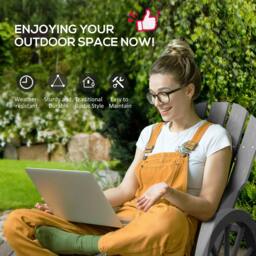 Rackhams Wooden Adirondack Rocking Chair Reclining Armchair Outdoor Garden Furniture Patio Porch Rocker - Grey - thumbnail 5