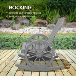 Rackhams Wooden Adirondack Rocking Chair Reclining Armchair Outdoor Garden Furniture Patio Porch Rocker - Grey - thumbnail 4