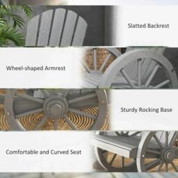 Rackhams Wooden Adirondack Rocking Chair Reclining Armchair Outdoor Garden Furniture Patio Porch Rocker - Grey - thumbnail 6