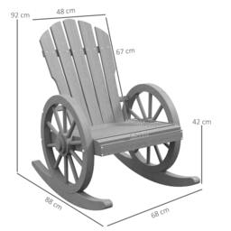 Rackhams Wooden Adirondack Rocking Chair Reclining Armchair Outdoor Garden Furniture Patio Porch Rocker - Grey - thumbnail 3
