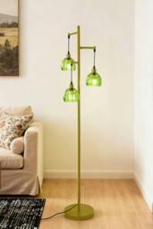 Rackhams 3-Light Floor Lamp with Foot Switch - Gold - One Size - thumbnail 2