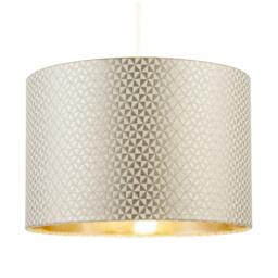 Rackhams Modern Light Shimmer Taupe Drum Shade with Inner Champagne Gold Lining - thumbnail 2