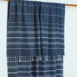 Rackhams Trendy XL Hammam Beach Blankets - Royal Blue with White Stripes - thumbnail 5