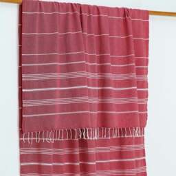 Rackhams Trendy XL Hammam Beach Blankets - Royal Blue with White Stripes - thumbnail 3