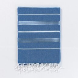 Rackhams Trendy XL Hammam Beach Blankets - Royal Blue with White Stripes - thumbnail 1