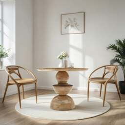 Rackhams Valor Mango Wood Round Dining Table - Wood - 100X100X78cm (LXDXH) - Dining Table - thumbnail 2
