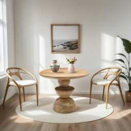 Rackhams Valor Mango Wood Round Dining Table - Wood - 100X100X78cm (LXDXH) - Dining Table - thumbnail 1