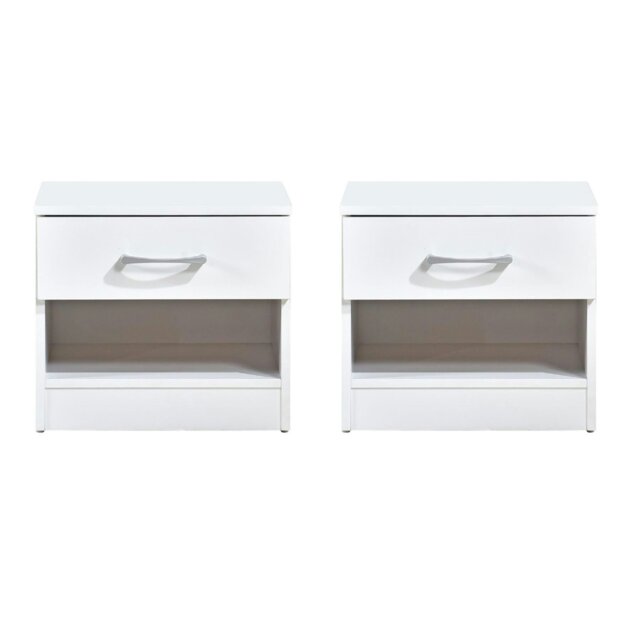 Rackhams Pair of Highbury 1 Drawer Open Shelf Bedside Tables - White - image 1