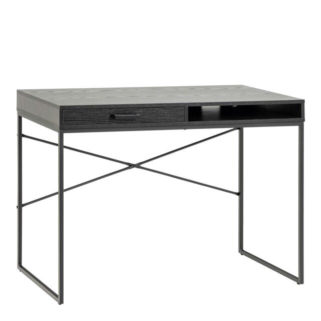 Rackhams Seaford 1 Drawer Office Desk in Ash Black - 1 - Black - 45 - image 1