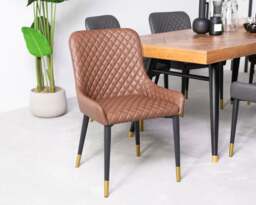 Rackhams Tan PU Leather Steel Legs Dining Chairs (Set of 2) - PU Leather Chairs - Tan - 0 - thumbnail 2