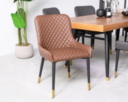 Rackhams Tan PU Leather Steel Legs Dining Chairs (Set of 2) - PU Leather Chairs - Tan - 0 - thumbnail 1