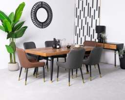 Rackhams Tan PU Leather Steel Legs Dining Chairs (Set of 2) - PU Leather Chairs - Tan - 0 - thumbnail 3