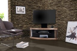 "Rackhams PANGEA Black/Oak Beam-Thru Curved True-Corner 32""-50"" TV Cabinet with Mounting Arm" - thumbnail 4